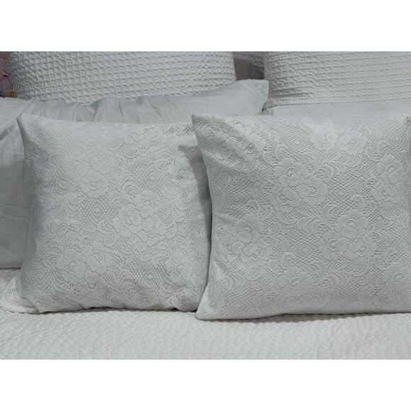 Lace Pillow Covers White 16x16 Grandmillennial Cottagecore French Country X 2 - Picture 4 of 11